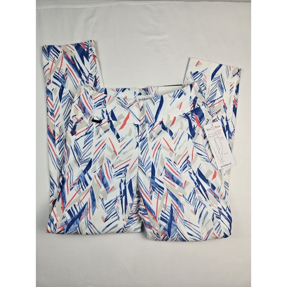 Peck&Peck Ava Ankle‎ Pants white floral summer stretch sz 6 NWT Womens